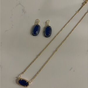 Kendra Scott Gold-Tone Necklace and Earrings with Royal Blue Stones